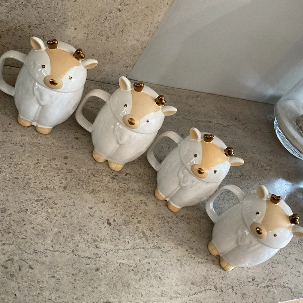 West Elm Ceramic Deer Mugs / 4
